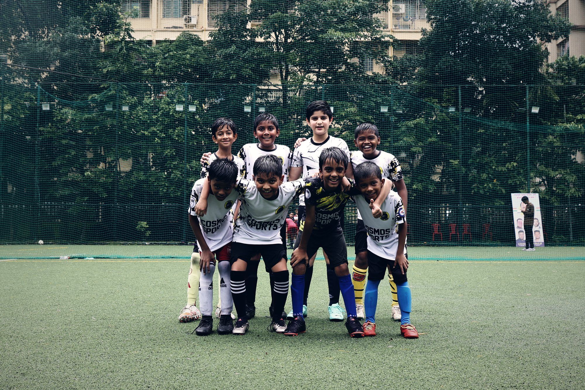 A school squad on the pitch