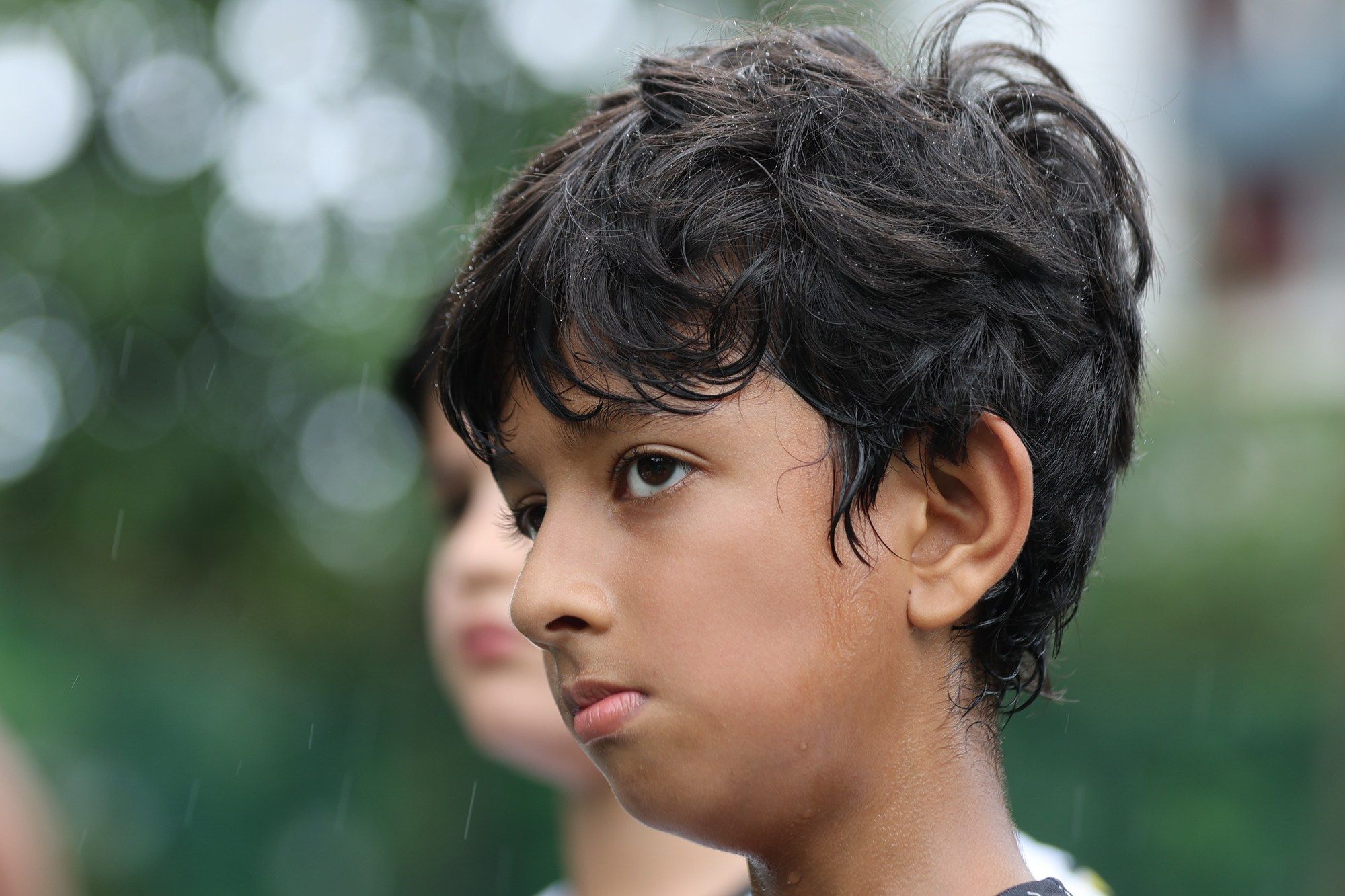 Close-up of a player watching the game