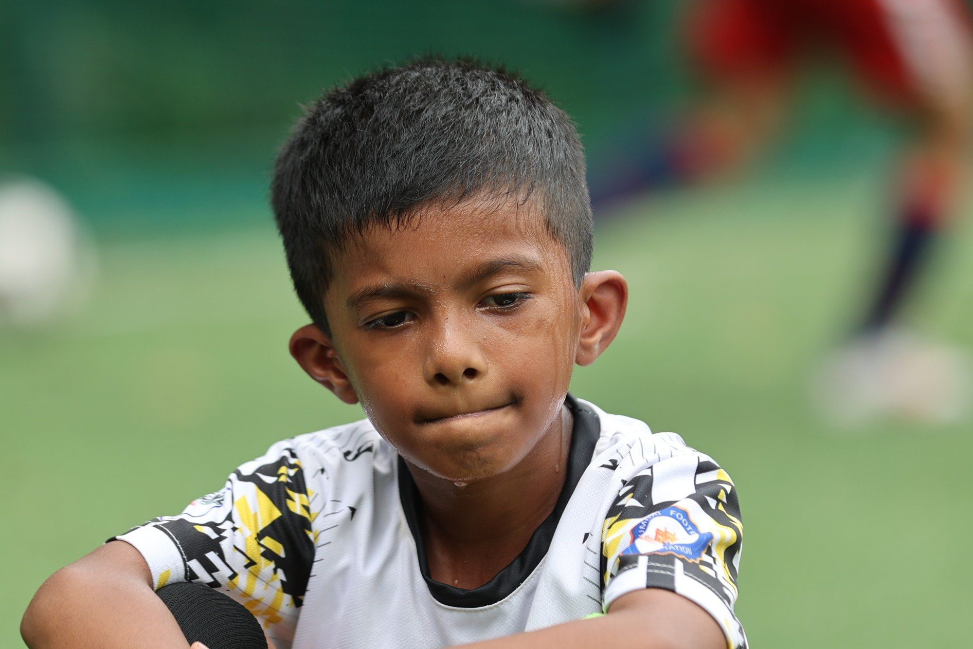 A player catching his breath