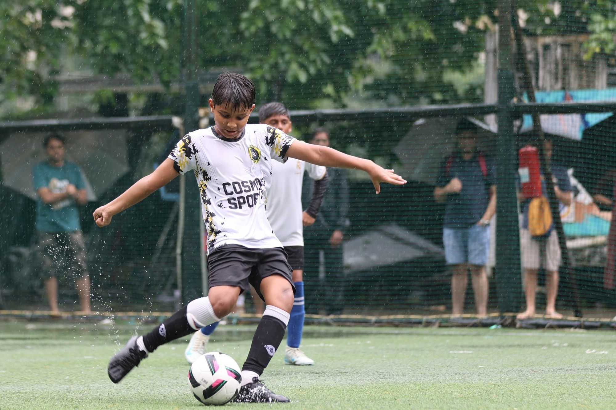 A player striking the ball