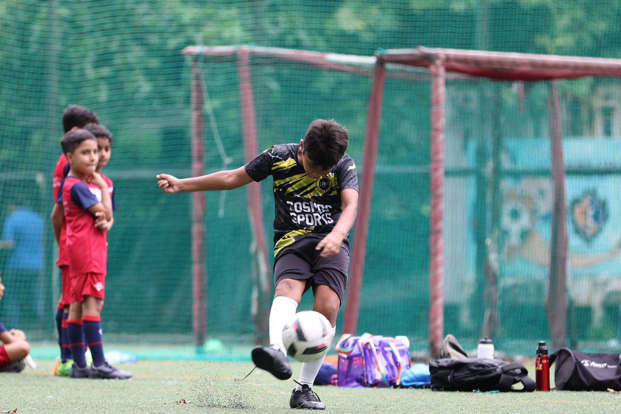 A shot in front of goal